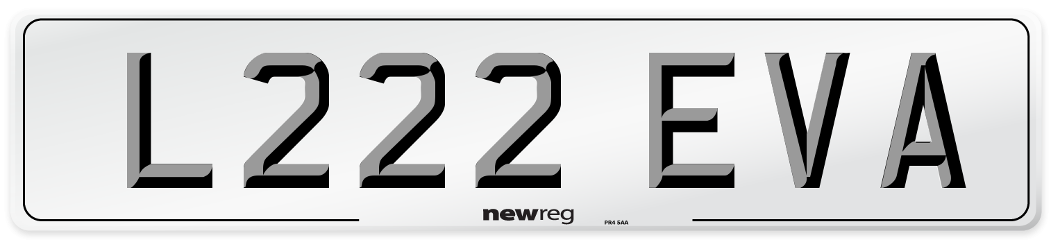 L222 EVA Number Plate from New Reg